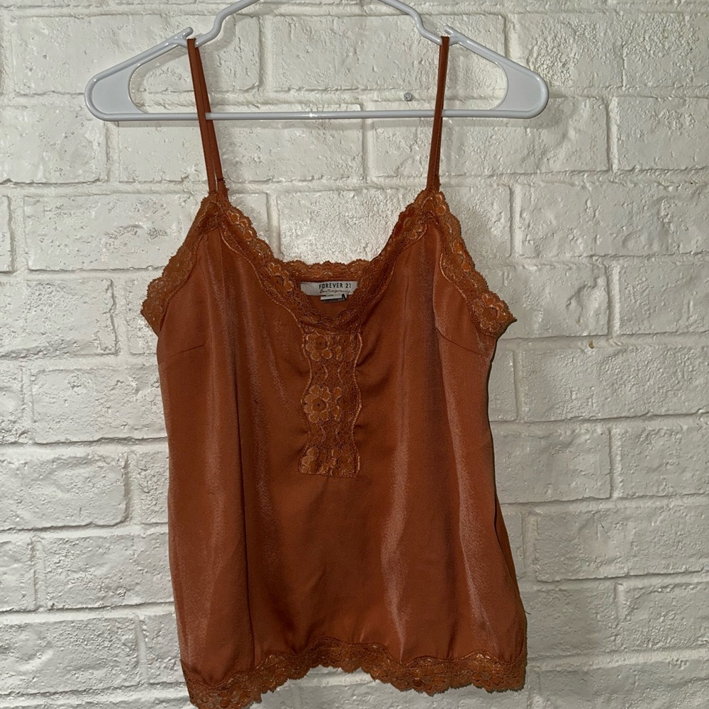 Forever 21 Satin Lace Cami Top - Copper
